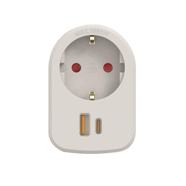 Adaptador enchufe frontal USB A + C SIMO