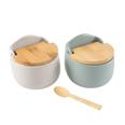 Azucareto tapa bambu. Con cuchara. 2 colores surtidos
